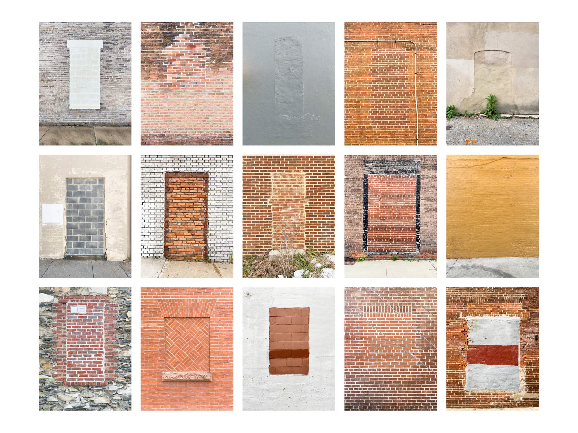 Fine art photos documenting bricked up windows, doors, and architectural openings by artist and designer Bruce Willen