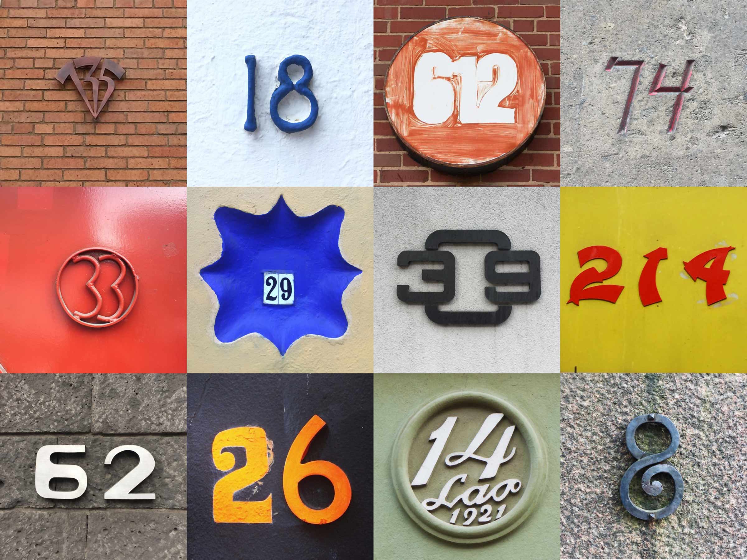 Street Numeral, creative building numbers, numerals, and numeric wayfinding signage