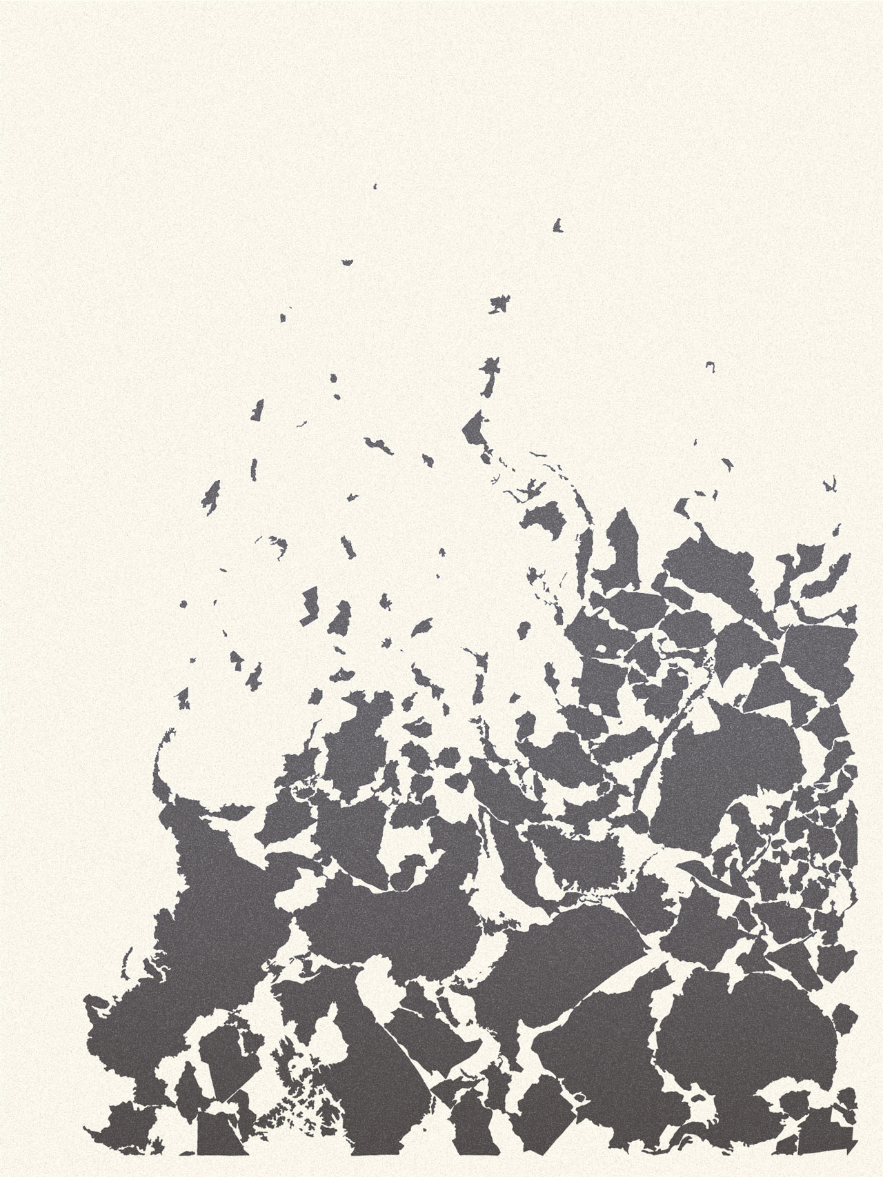 New Map II. An abstract print of a disintegrated political map of the world