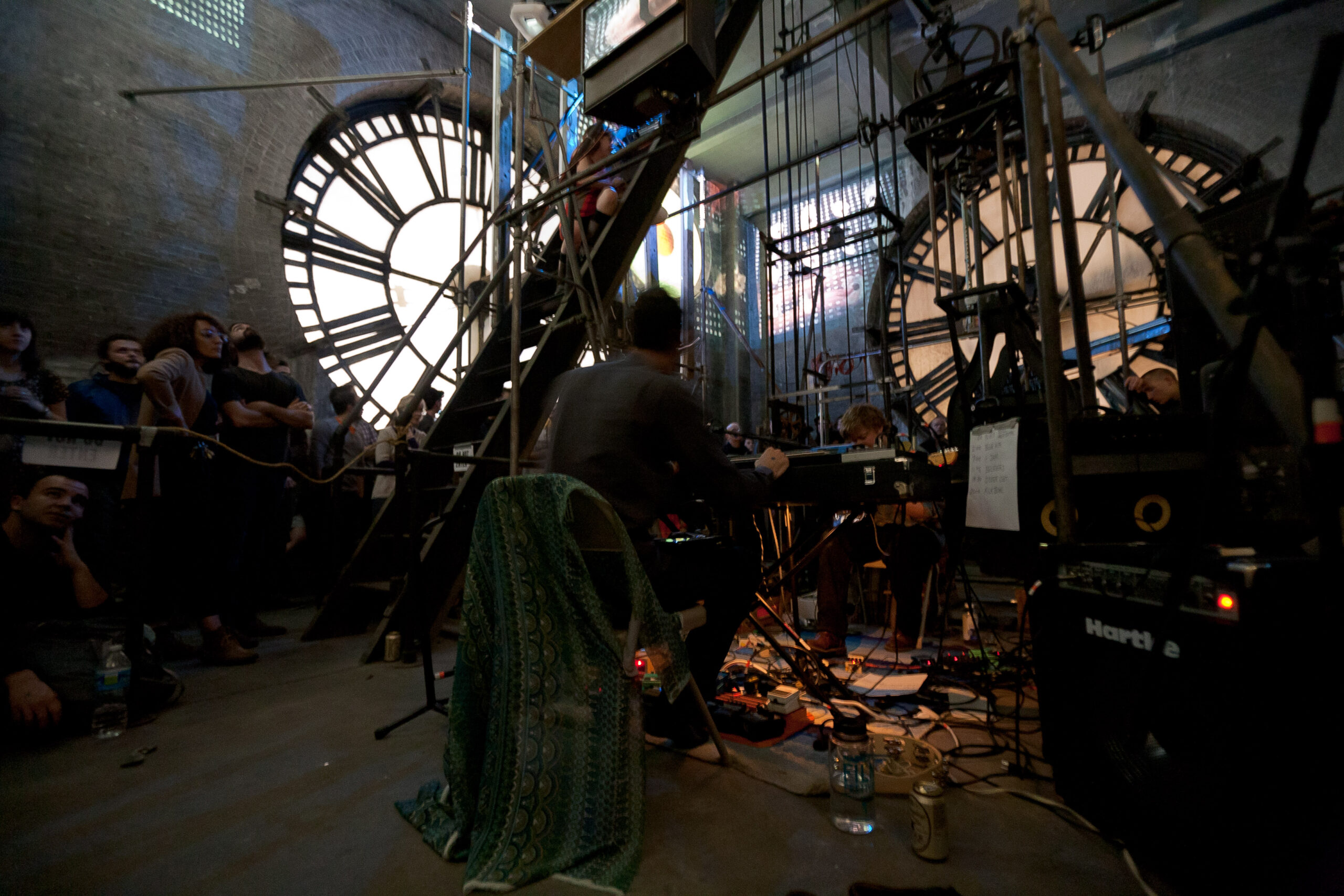 Peals performing Time is a Milk Bowl inside the Bromo Seltzer Tower clock room